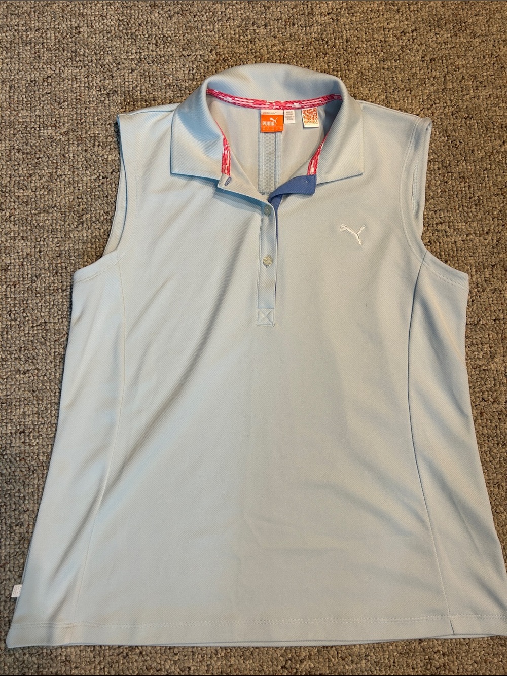 Puma Light Blue Sleeveless Golf Polo Top
